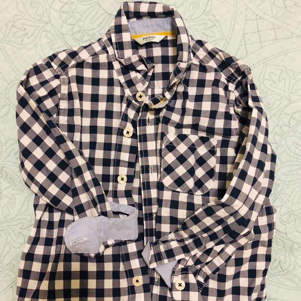 Baby Boden checkered button down